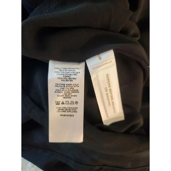 NWT LOFT Satiny Black Lined Cross Back Swing Dress Sundress M - Picture 9 of 9